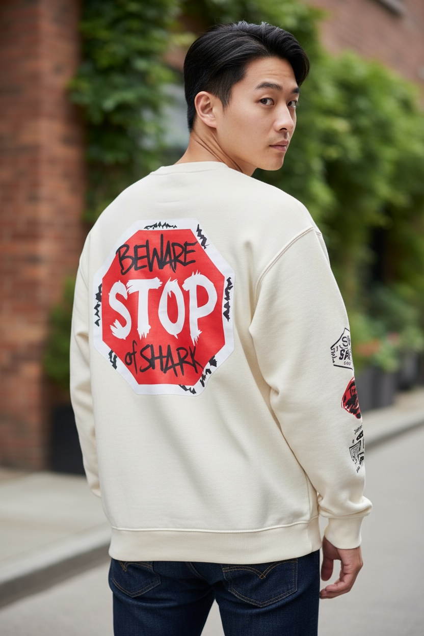 Shark Attack Graphic Crewneck