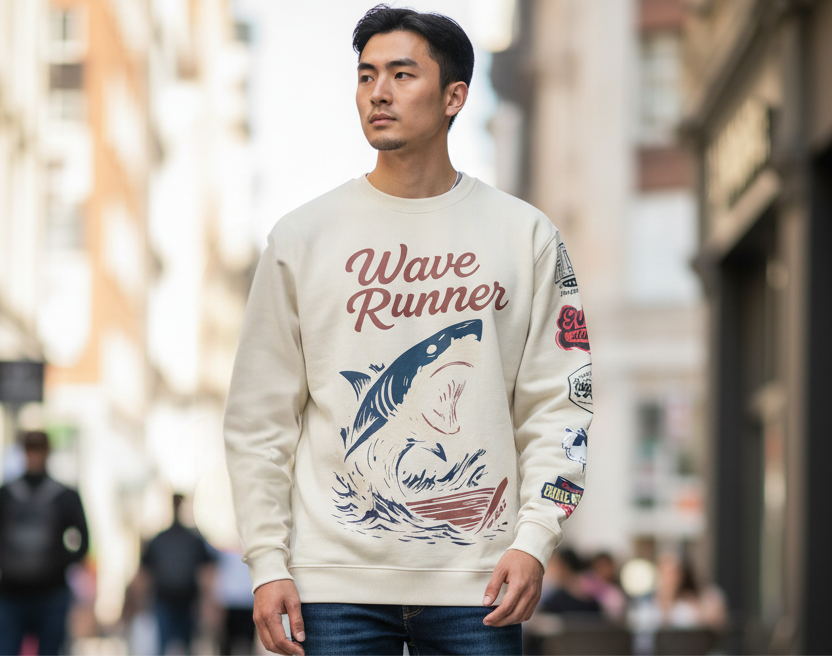 Shark Attack Graphic Crewneck